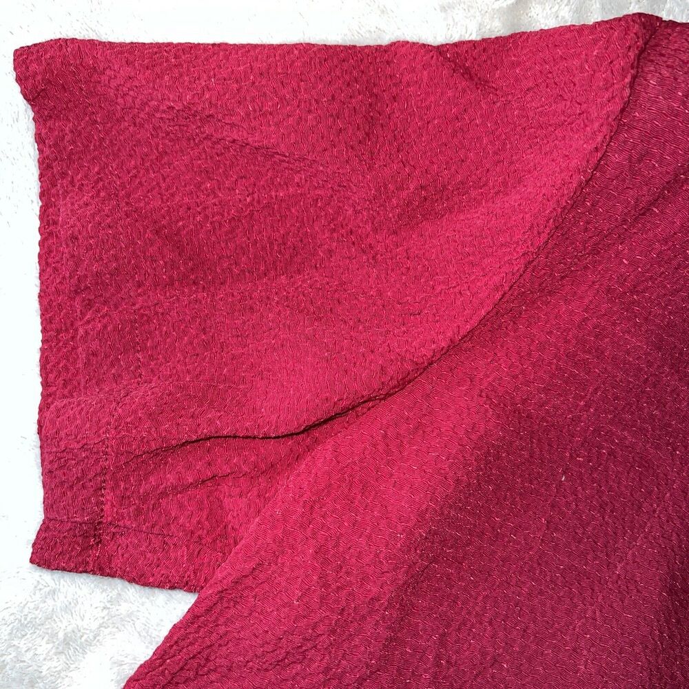 Ship N Shore Vintage 80s Womens L Blouse Red Button Up Rayon Top Back Bow Tie - Picture 5 of 9